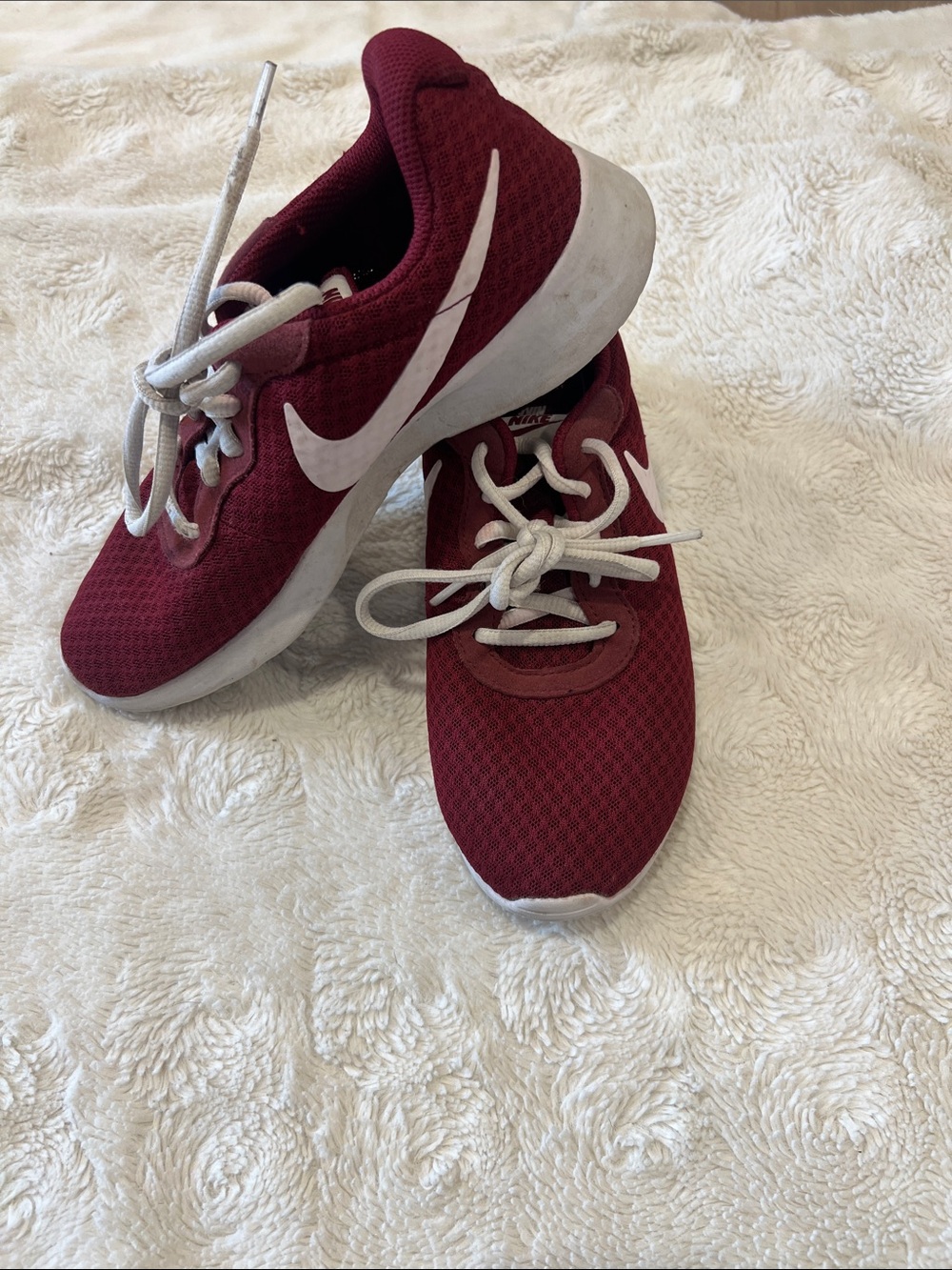 Nike Women’s Maroon Mesh Sneakers with White Swoosh